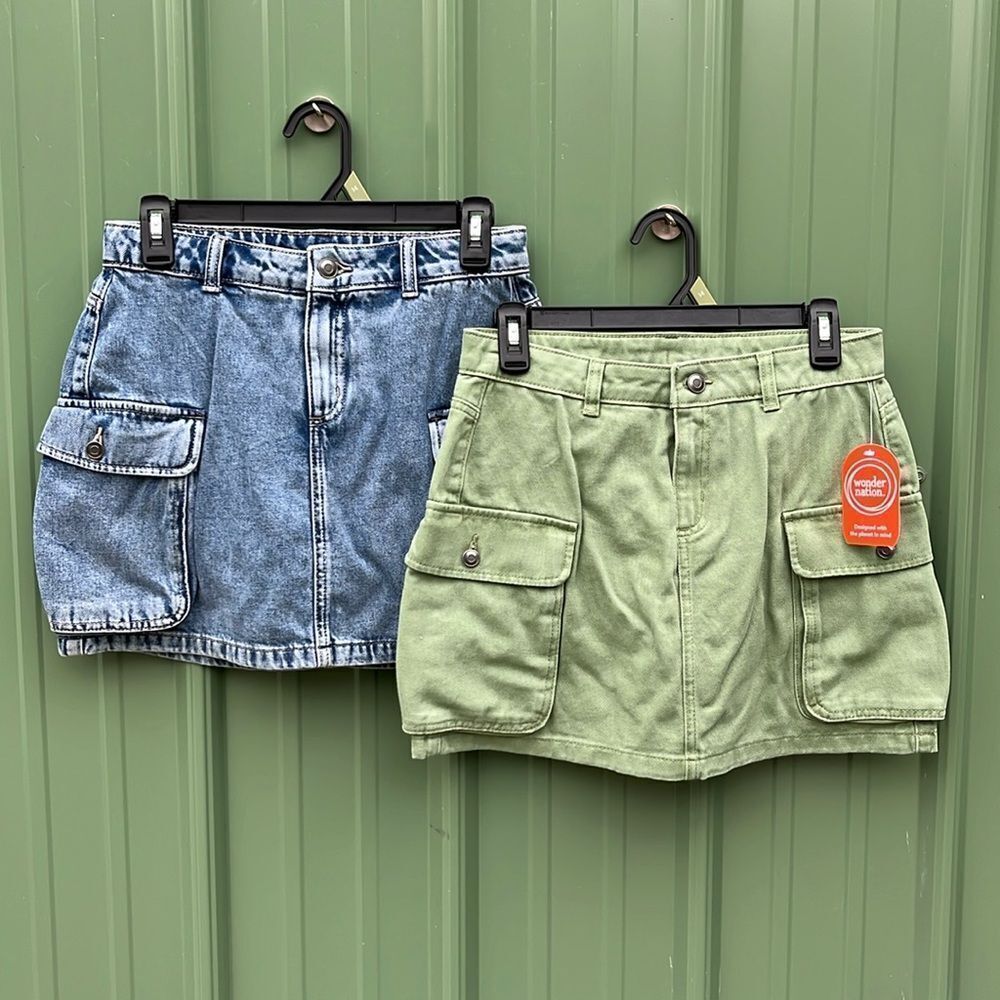 Girls Cotton Denim Cargo Skirts 2-Pack Size 14